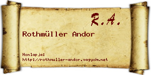 Rothmüller Andor névjegykártya